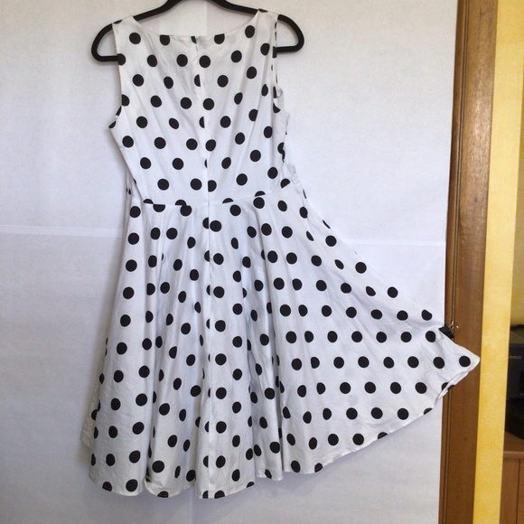 White with Black polka dot Dress - Picture 3 of 6